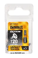 Bitovi T20 x 25mm EXTREME® IMPACT TORSION DEWALT® otporni na udarce 5kom/pak, ZDT7381T-QZ