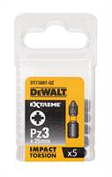 Bitovi PZ3 x 25mm EXTREME® IMPACT TORSION DEWALT® otporni na udarce 5kom/pak, ZDT7388T-QZ