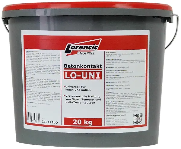Betonkontakt LO-Uni f. Gips-/Kalkzementputze innen/außen 20kg/Kübel **Frostgefahr ab 0°**, Z33422LO