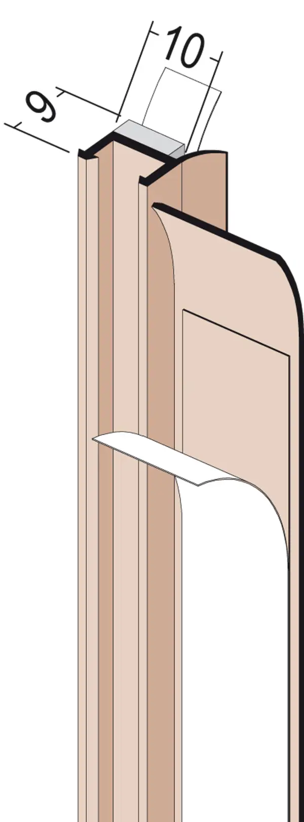 Priključni profil 3712 PVC s brtvom 1,5m/štg, 60štg/kart, 36kart/pal, Z43712150