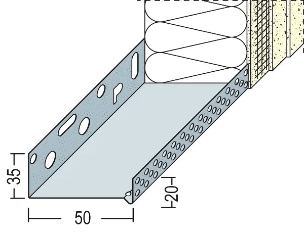 Sokl profil WDVS alu 50mm 90605 (9145) 2,50m/štanga, 10štangi/bunt, Z490605