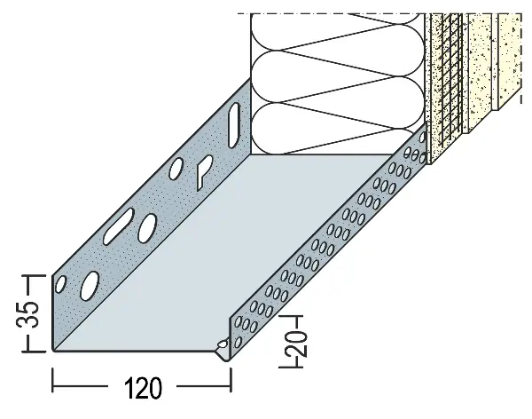 Sokl profil WDVS alu 120mm 90812 (9212) 2,50m/štanga, 6štangi/bunt 70bunt/pal, Z490812