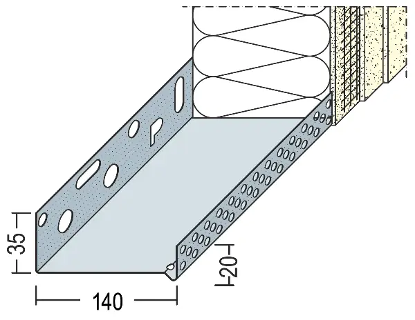 Sokl profil WDVS alu 140mm 90814 (9213) 2,50m/štanga, 6štangi/bunt, Z490814
