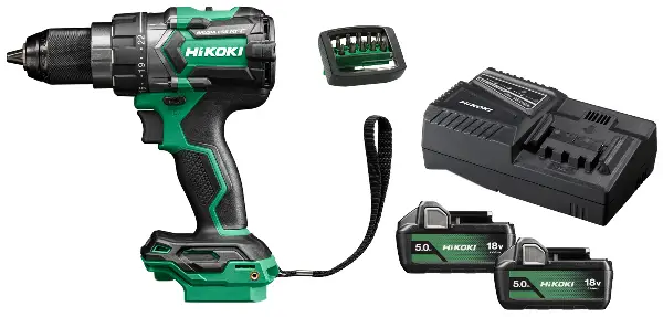 =81= Baterijska bušilica-set HIKOKI DS18DC 18V 5,0Ah Li-Ion s 2 baterije, punjačem, set bitova, ZDS18DCWPZSET