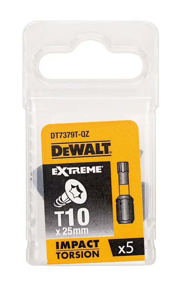 Bitovi T10 x 25mm EXTREME® IMPACT TORSION DEWALT® otporni na udarce 5kom/pak, ZDT7379T-QZ