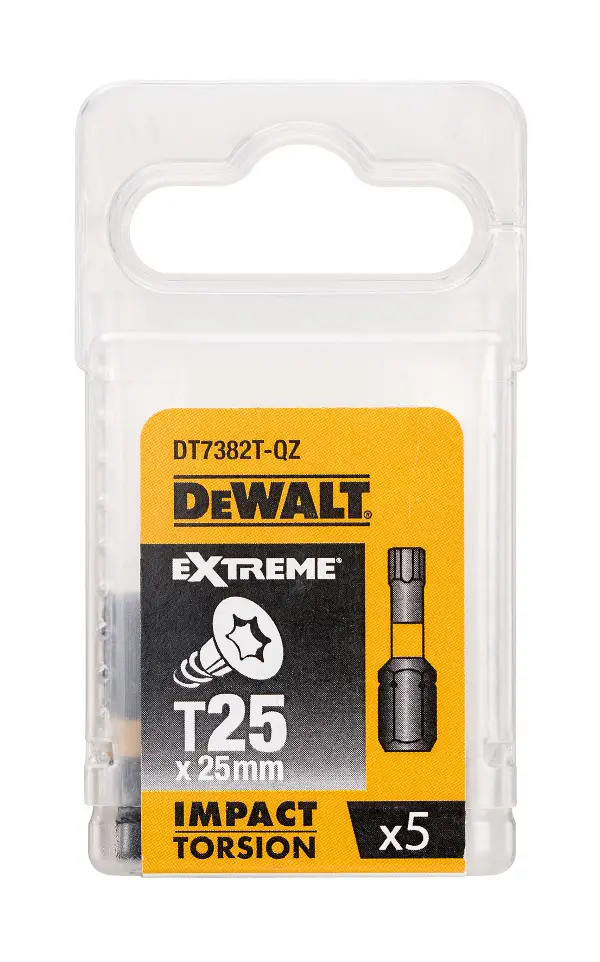 Bitovi T27 x 25mm EXTREME® IMPACT TORSION DEWALT® otporni na udarce 5kom/pak, ZDT7383T-QZ