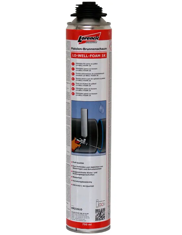 =§= Pistolen-Brunnenschaum LO-WELL-FOAM 1K 750ml 12Stk/Kart 70Kart/Pal, ZKR21GLO
