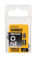 Bitovi PZ2 x 25mm EXTREME® IMPACT TORSION DEWALT® otporni na udarce 5kom/pak, ZDT7387T-QZ