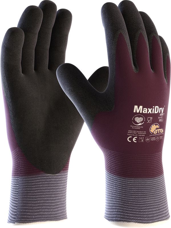 Radne rukavice MAXIDRY® ZERO 56-451, lila/crne, EN 388+EN 407+EN 511, vel. 10, Z132110