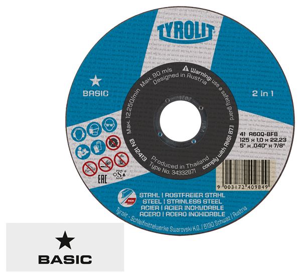 Rezna ploča za čelik 41C 150x2,5x22,23mm ravna A30Q-BF TYROLIT, Z222999