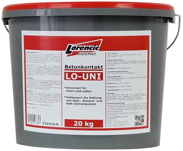 Betonkontakt LO-Uni f. Gips-/Kalkzementputze innen/außen 20kg/Kübel **Frostgefahr ab 0°**, Z33422LO
