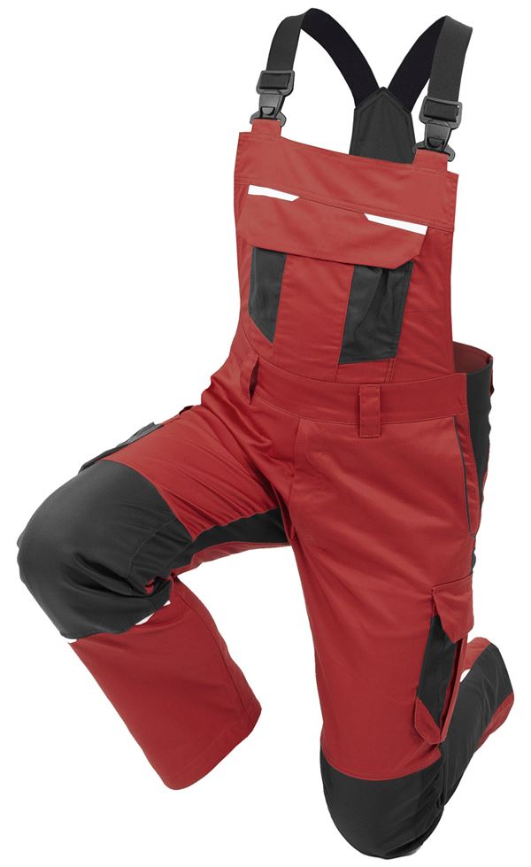 Latzhose QUALITEX IND, rot/anthrazit, 250 g/m², Gr. 54, Z41014-RALH54
