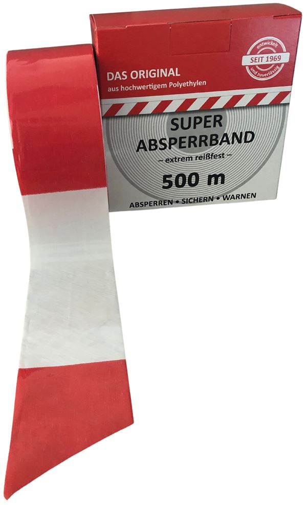 Građevinska zaštitna signalizacijska traka 80mm, bijelo-crvena, 35my, 500m/rola, Z450001