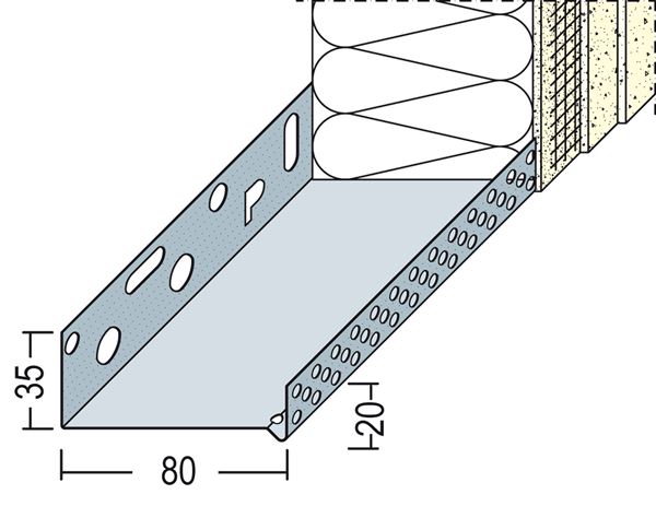 Sokl profil WDVS alu 80mm 90608 (9148) 2,50m/štanga, 10štangi/bunt, Z490608