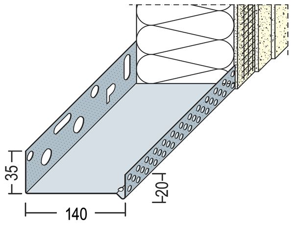 Sokl profil WDVS alu 140mm 90814 (9213) 2,50m/štanga, 6štangi/bunt, Z490814