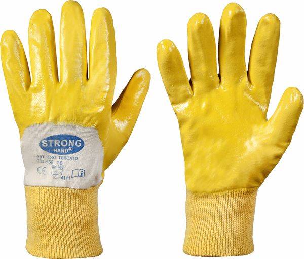 Radne rukavice TORONTO STRONGHAND® žute Nitril dvostruko premazane vel. 9 144pari/karton, Z55309