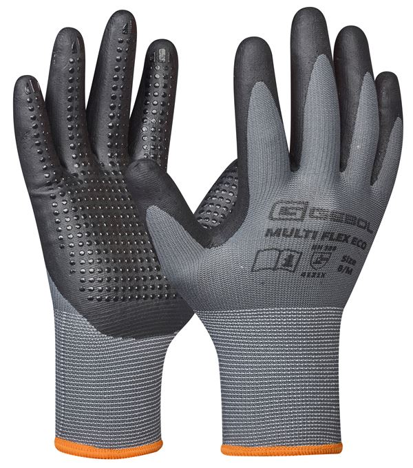 Radne rukavice za montažu MULTI FLEX ECO, sivo/crne, EN388, vel. 8, 12pari/pak, 120par/karton, Z709676