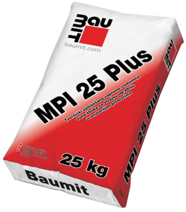 BAUMIT MPI 25 PLUS vapneno-cementna unutarnja žbuka 25kg/vreća 54vreća/pal, Z97036