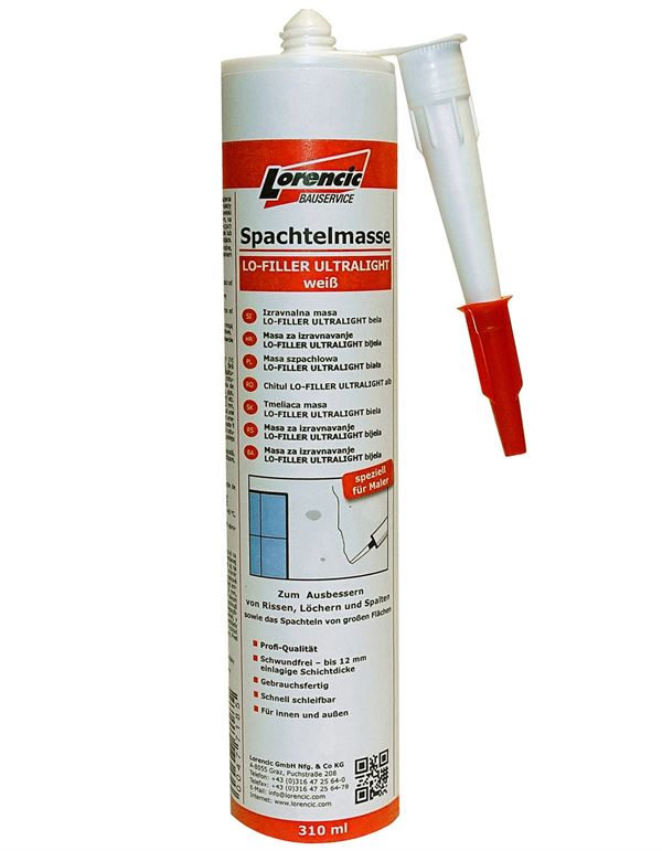 Masa za gletanje LO-FILLER ULTRALIGHT bijela 310ml 20kom/kart 60kart/pal, ZKR276LO